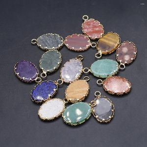 Hänghalsband 2st Natural Semiprecious Stone Random Color Oval Diy Making Earrings smycken Tillbehör gåva