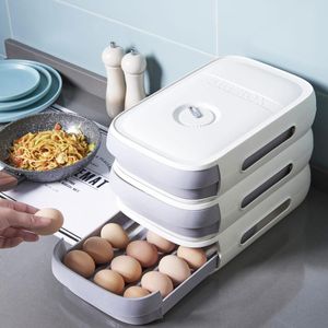 Förvaringsflaskor kök ägglåda lådtyp behållare för ägg justerbar tidsorganisatör fall kylskåp arrangemang föremål