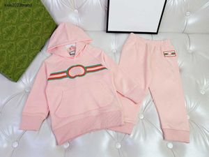 Nya flickor Tracksuit Autumn Baby Clothes Kids Designer Kläder Storlek 90-150 Solid Color Hooded Hoodie and Pants Nov10