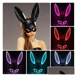 Party Masks Carnival El Wire Bunny Mask Masque Masquerade LED Rabbit Night Club Female For Birthday 220715 Drop Delivery Home Garden F DHN8E