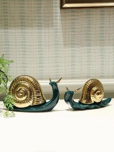 Figurki dekoracyjne w stylu europejskim lekkie luksusowe ślimaki ceramiczne ozdoby domowe sypialnia studiowanie pokoju mech