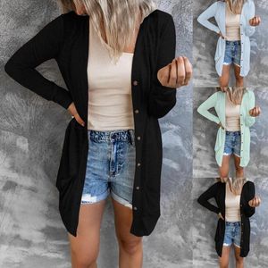 Jackets femininos feminino Cardigans casuais Casas de outono Spring Sweater FinCo ButtiGan Up Knit