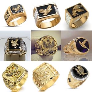 Band Rings Eagle Collection ! Domineering Metal Eagle Mens Ring Punk Style Enamel Animal Male Rings Jewelry Hand Accessories Size 613 230410