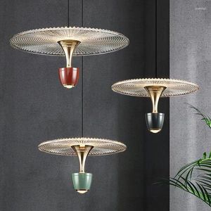 Pendant Lamps Modern Lights Creative Minimalist Flying Hanglamp Round Water Grain Glass Room Decor Kitchen Dining Table Lighting