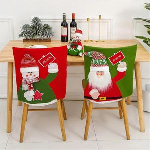 Stuhlhussen 2024 Santa Schneemann Cover Sleeve Ornament Weihnachtsdekoration Abendessen Zurück Slipcover Home Party Dekorationen 87HA