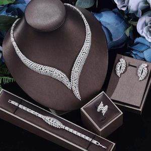 Colar brincos conjunto dubai nupcial zircônia festa feminina pulseira de luxo jóias de casamento cúbico