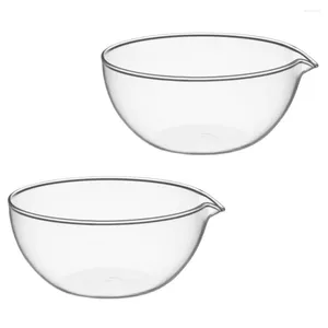 Bowls 2 Pcs Nut Clear Glass Cereal Bowl Mixing Drainage Measuring Salad Large