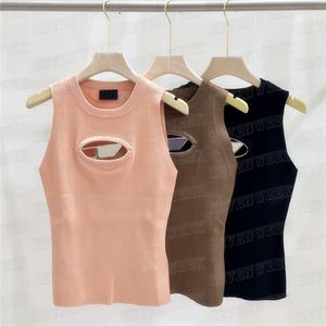 여성 할로우 조끼 드레스 니트 탱크 탑 디자이너 편지 민소매 드레스 섹시한 티셔츠 레이디 용 의류