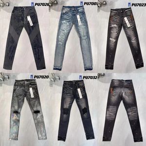 Ksubi Tasarımcı Tasarımcı Mor Kot Pantolon Panta Panta Lones Erkek Yırtılmış Düz Düzenli Denim Gözyaşları Yıkanmış Eski Uzun kot pantolon