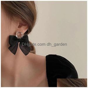 Dangle & Chandelier Jewelry Korean Sweet Black White Bowknot Women Earrings Fabric Lace Bow Fashion Drop Gift Drop Delivery J Dhgarden Dhfqk