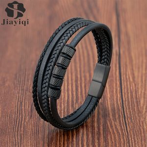 Bracelets de charme Luxo aço inoxidável de aço de aço de moda de jóias de jóias clássicas Classic Multilayer Leather Homme Ano Men Gift 230411