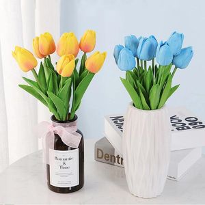Decorative Flowers Miniature Tulip Silk Flower For Wedding Home Decoration Simulation Multicolor Living Room Bedroom Decor