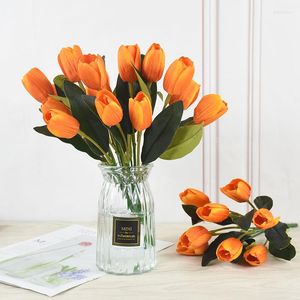 Decorative Flowers 1pc Plastic Silk Bouquet Tulip Artificial Flower Real Touch Fake For Wedding Decoration Home Garen Decor