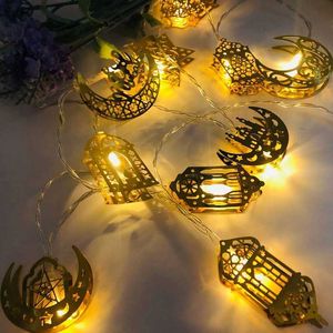 Novelty Items Ramadan Decorations Moon Star Led Light Eid Mubarak String Lights for Home Islam Muslim Hajj Kareem Eid Al Adha Lantern Decor Z0411