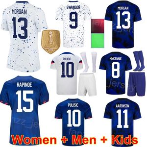 ナショナルチームマンユース女性サッカー10クリスチャンピュリジックジャージ13アレックスモーガン15ミーガンラピノエブレンデンアーロンソンイエスフェレイラソフィアスミスフットボールシャツキット00