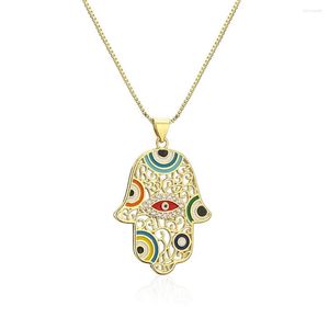 Pendant Necklaces Funny Hamsa Hand Necklace For Men Women High Quality 18K Gold Plated Men's Choker Fatima Palm Jewelry Gothic