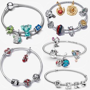 Braccialetti di design con ciondoli in argento 925 per le donne Fai da te Pandoras Collezione completa di braccialetti con sirenetta Set di gioielli per feste di Natale con scatola