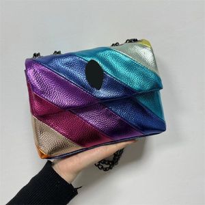 Colore testa d'aquila borse firmate londinesi borsa a righe cucite arcobaleno pelle diagonale diamante ghiacciato alla moda cerniera ghiacciata borsa diagonale cuore XB003 F23