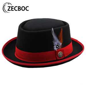 Geniş Memlu Şapkalar Kova Şapkaları Domuz Pastası Şapkası Erkek Geniş Kök Yün Kilitçi Klasik Kilise Düğün Panama ile Caz Fedora Şapkası Kadınlar İçin Lüks Şapkalar 230410