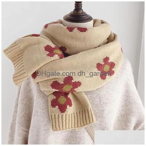 Scarves Women Solid Cashmere Scarves Lady Winter Thicken Warm Soft Shawls Wraps Pink Black Female Knitted Wool Long Drop Del Dhgarden Dh6Bs