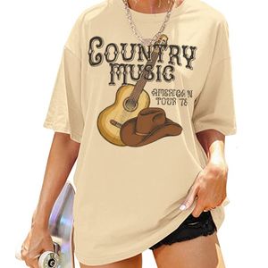Camisetas masculinas Música country americana Tour T SHOTH Guitar Histora Vintage Western Vintage Loose Cowgirl Lindo Retro Graphic Tees Tops 230411
