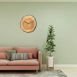 Wall Clocks Bedroom Clock Wood Grain Unique Tree Stump Design Silent Quartz Movement For Home Or Office Decor