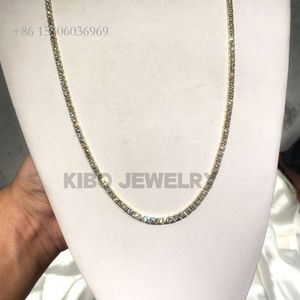 KIBO Высокое качество по индивидуальному заказу из настоящего золота 10 К 14 К, 3 мм Vvs1 D, цвет, муассанит, бриллиантовая теннисная цепочка, ожерелье для мужчин и женщин