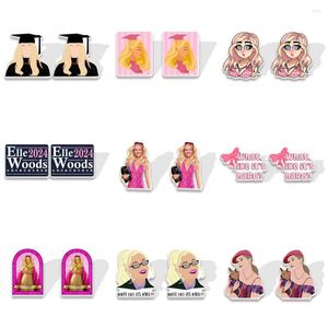 Brincos de bronzeamento de beleza legal Elle Woods Resina Impressa Cartoon Presente Feminino Infantil