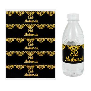 4 PC Gift Wrap 10st Eid Mubarak Bottle Wrapper Stickers Adhsive Bronzing Gold Black Water Flaskor Cover Decor Ramadan Festival Party Supplies Z0411