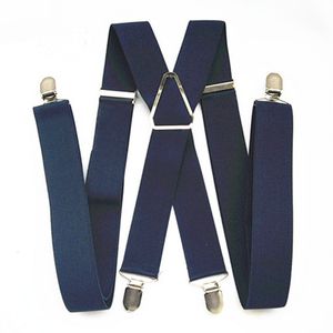 Suspenders BD054L XL XXL Size Suspenders Men Adjustable Elastic X Back Pants Women Suspender for Trousers 55 Inch Clips on NAVY BLUE 230411