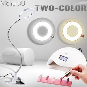 Nail Dryers Clipon Desk Lamp USB Flexible Bendable Table Eye Protection LED Two Colors Light Manicure Nails Art Beauty Tools 231110