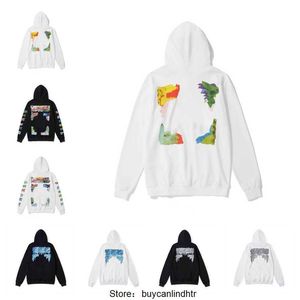 Mens Loose Offs Hoodies High Quality Brand Classic Sweatshirts Hoodie Cotton Pullover Långärmad Back Oil Paint Arrow X Women Topps Hooded ST21