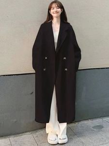 Wool Blends Coats Vintage Harajuku Modna jesienna ubranie z długim rękawem Topy Koreański styl gruby płaszcz zima 231110