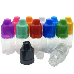 Depolama Şişeleri 200pcs Clear 5ml Boş Pet Plastik Damla Şişe Çocuk geçirmez Kapak Sert E Sıvı İğne Şişesi