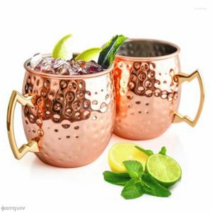 Tassen 500 ml Schleifen Moscow Mule Cup Kupferbeschichtung Edelstahlbecher Cocktailglas Bierkrug Wein Kaffee Bar Werkzeug