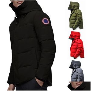 Men'S Down Parkas Designer Winter Jacket Canada Men Women Canadian Fashion Trend Hooded Goose Lovers Thickened Warmth Feather Warm Dhf09