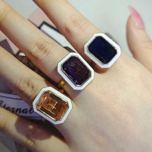 Band Rings 2022 Ny ankomst Luxury Rectangle Blue Purple Gold Color Engagement Ring for Women Anniversary Gift Jewelry Wholesale J230517