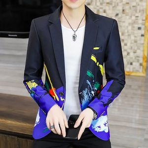 Męskie garnitury Blazers Men Blazer Fashion Jacquard Floral Slim Fit Casual Handlak Veste Homme Gentlemen Luxurious Dress 2xl 3xl 231110