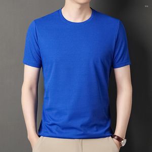 メンズスーツ9490 Browon 2023 Korean Style Summer Men TシャツワッフルファブリックノンイロンTシャツ短袖Oネックカジュアルワークトップティー