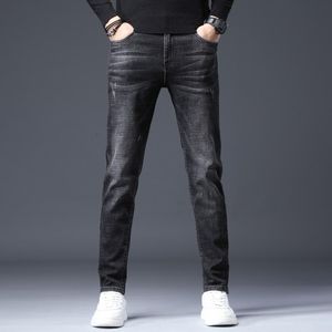 Мужские джинсы винтажный стиль мода Men Men Retro Wash Dark Color Slim Fit Classical Starse Streetwear Hip Hop Black