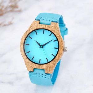 Нарученные часы творческий синий имитация древесина часы для мужчин женщины смотрят пару любовника запясть
