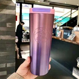 Caneca térmica de café Starbucks de aço inoxidável, copo térmico de lavanda, designer de casal, frasco portátil a vácuoENA6276j