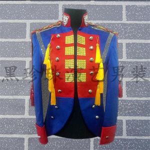 Abiti da uomo Royal Military Men Design Stand Collar Homme Terno Costumi di scena per cantanti Blazer Splice Dance Jacket Punk Fashion