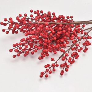 Decorative Flowers Artificial Jequirity Facai Fruit Red Wedding Home Decor Plants Fabric Room Fake