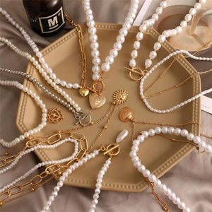 Choker EN Vintage Pearl Necklace For Women Fashion Summer White Imitation Necklaces Trend Elegant Wedding Jewelry