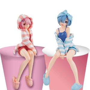 Anime mangá 14 cm de macarrão figura figura de zero vida inicial em outro mundo Rem Ram Cloths Ação Toys 230410