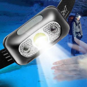 Head lamps Mini LED Sensor Headlamp Body Motion Sensor Headlight USB Rechargeable Lights Portable Outdoor Camping Fishing Head Torch Lamps P230411