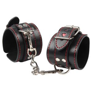 Adult Toys Sex HandCuffs Black PU Leather Redline bondage restraints Foot cuffs bdsm sex toys for couples juguetes eroticos adult products 230411