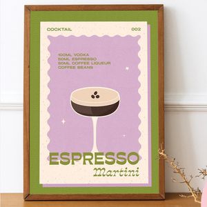 Obrazy nordycki plakat retro koktajl espresso Martini płótno malowanie vintage sztuki nadruk minimalizm nowoczesny obraz kuchnia mur do domu deco 231110