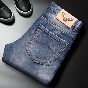 Designer Men's Jeans Fashion Dress Pants Luxury End Pure Jeans Slim Pants Elastic Youth Trend Casual Straight Trousers